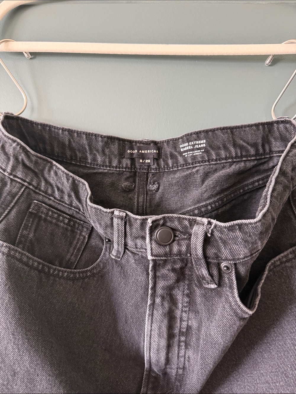 Good American Good Extreme Barrel Jeans- Black - Picture 2 of 4